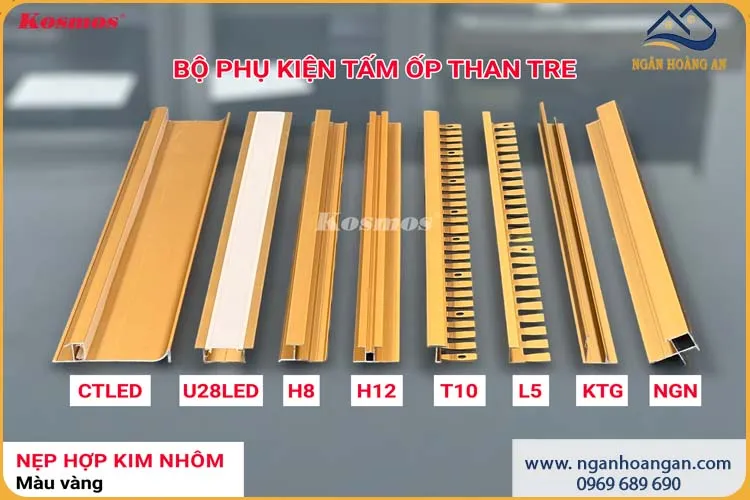 Nẹp H LED Nối Tấm Ốp Than Tre Kosmos HLED Vàng